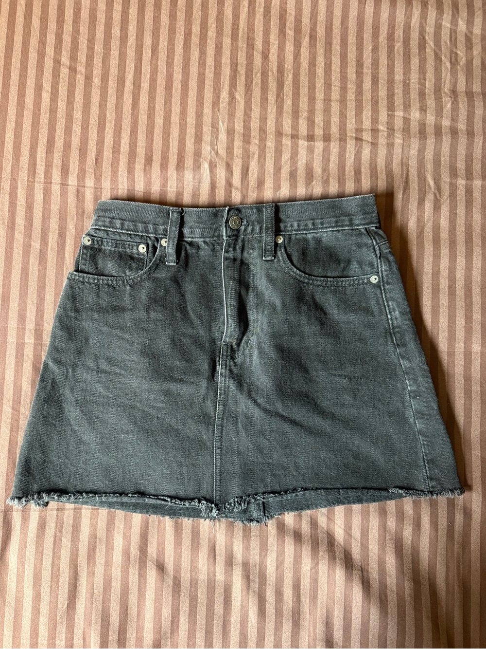 Madewell Washed Black Denim Mini Skirt